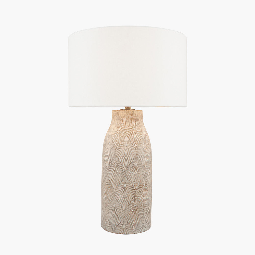 Palawan Stone Grey Feather Stoneware Table Lamp - Base Only